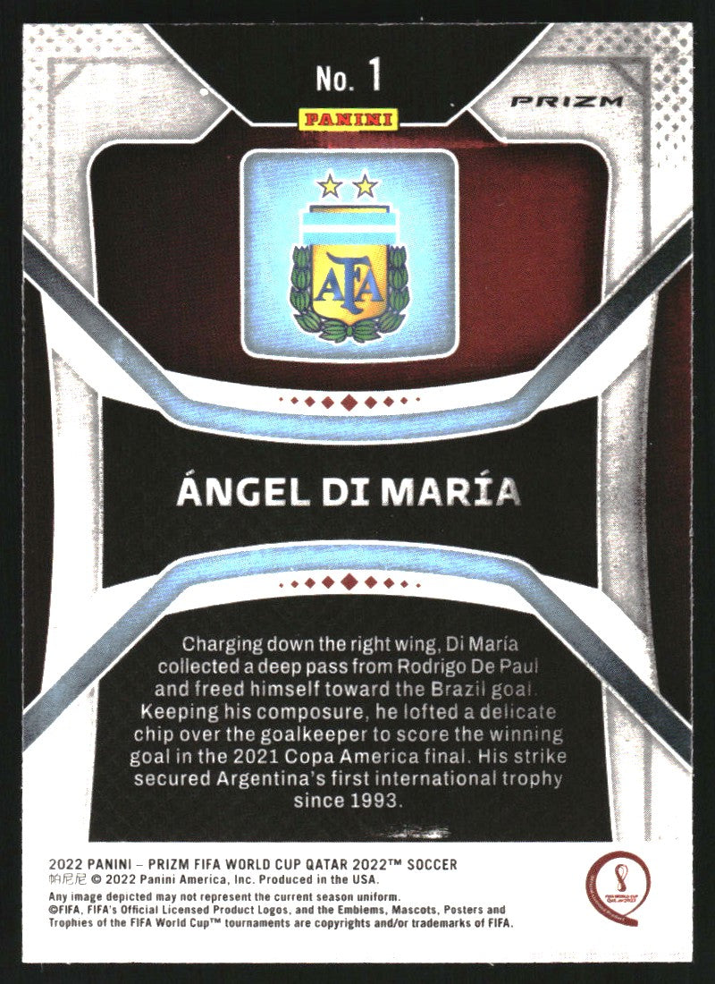 2022 Panini Prizm World Cup Prizms White Sparkle #1 Angel Di Maria 