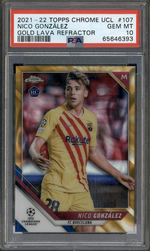 2021 Topps Chrome UCL Gold Lava Refractor #107 Nico Gonzalez RC