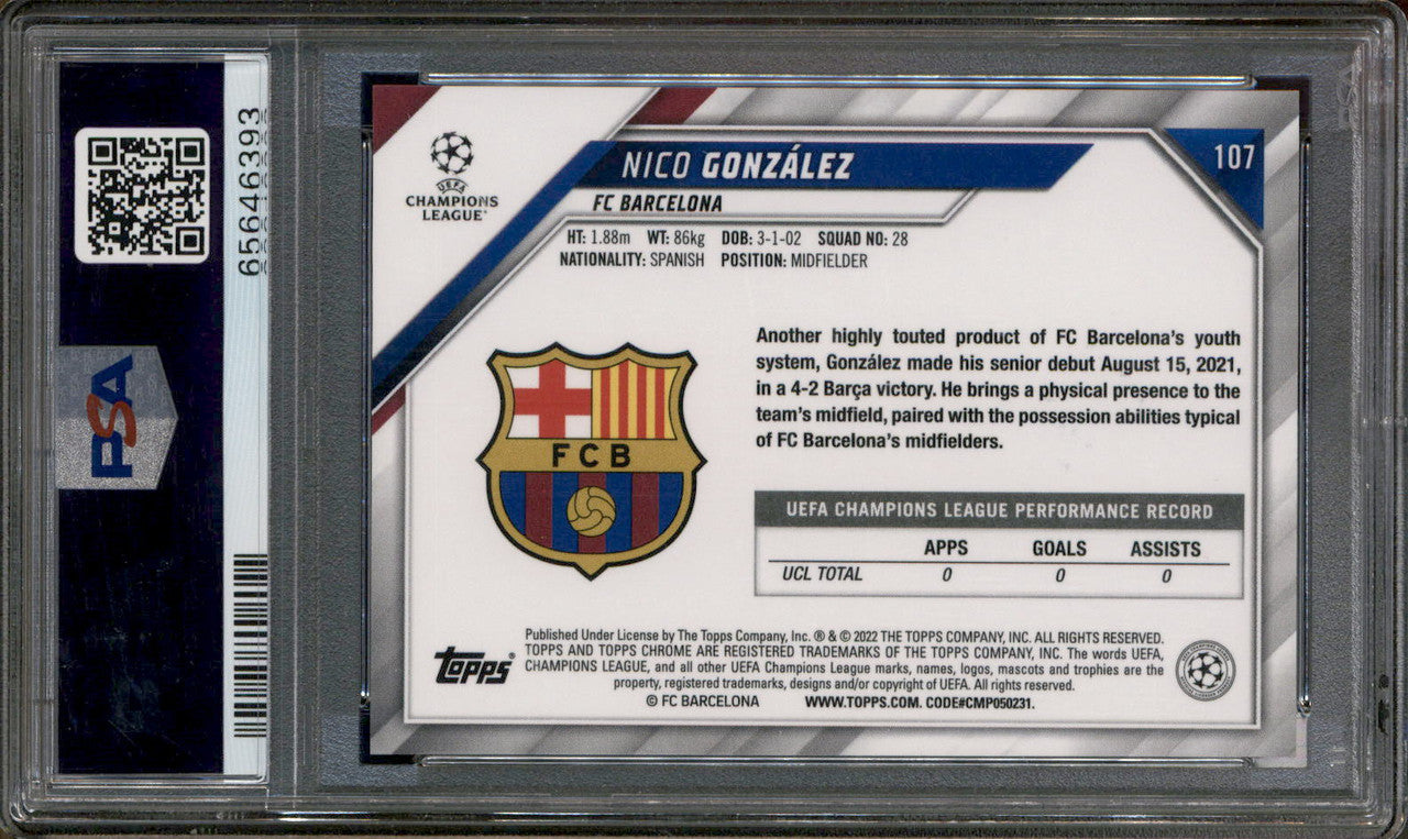 2021 Topps Chrome UCL Gold Lava Refractor #107 Nico Gonzalez RC