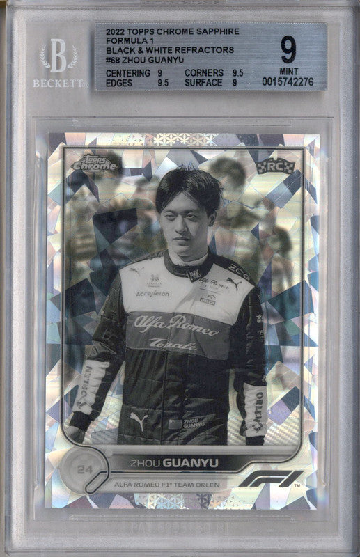 2022 Topps Chrome Formula 1 Black & White Zhou Fuanyu RC Rookie
