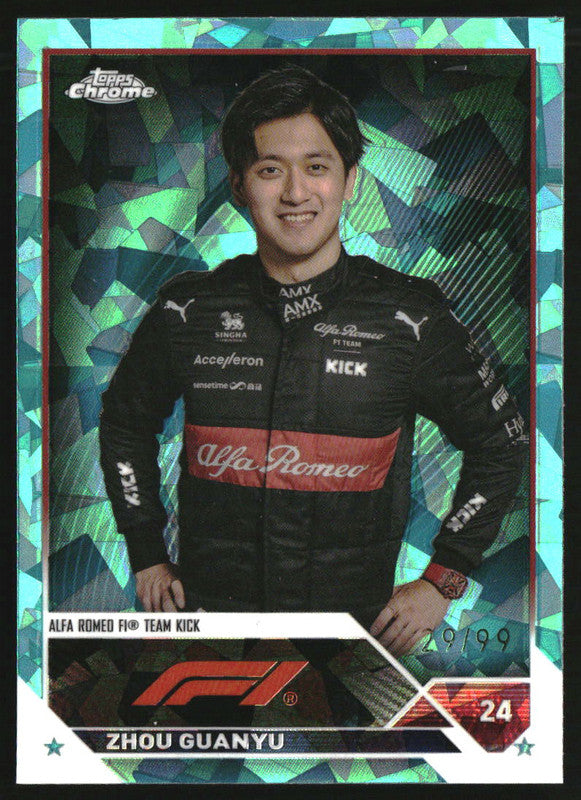 2023 Topps Chrome Sapphire Formula 1 Aqua Refractors #58 Zhou