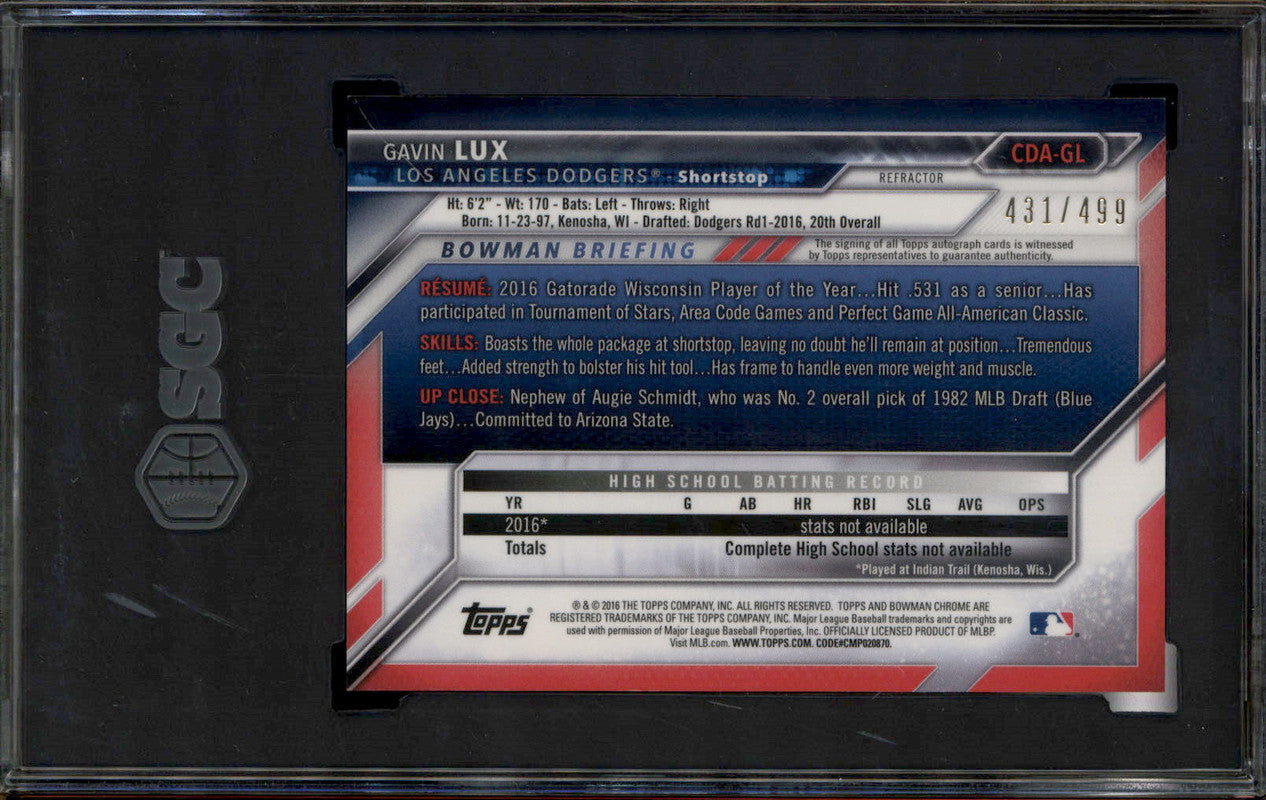 Gavin Lux Bowman Rookie 2024 SGC