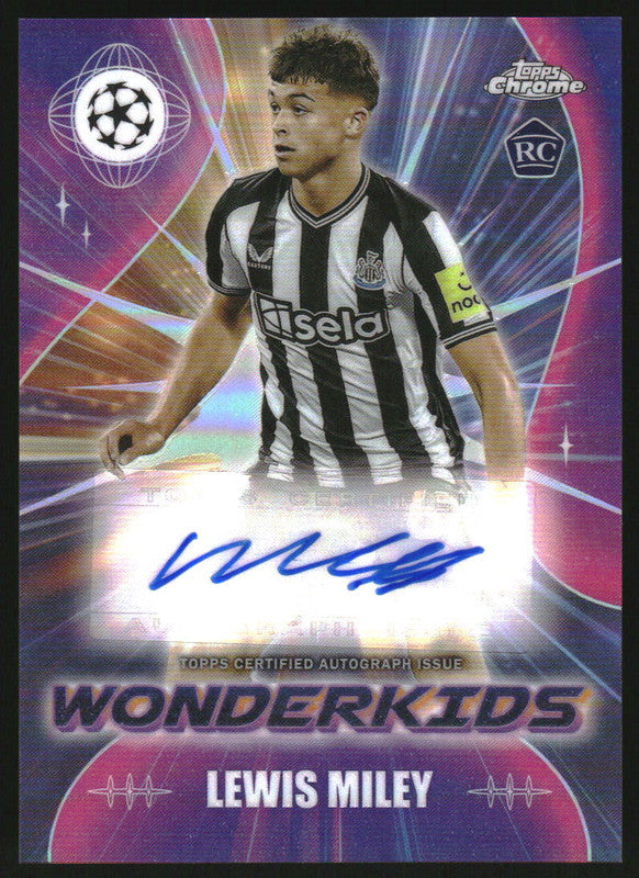 2024 Topps Chrome Lewis Miley サインカード Lewis Miley RC Topps Finest 2024. Newcastle. Soccer Card. Combined