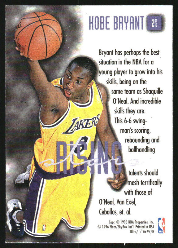 1996-97 Ultra Rising Stars #2 Kobe Bryant RC Rookie – Burbank Cards