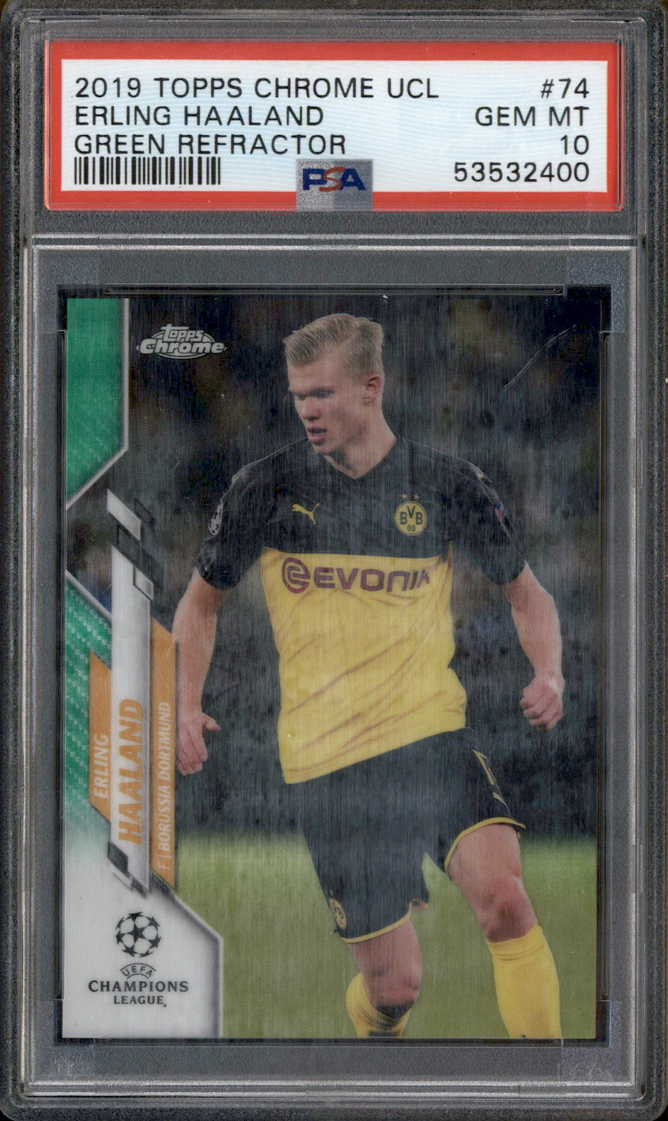 2019 Topps Chrome UCL Green Refractor #74 Erling Haaland /99 PSA 10 –  Burbank Cards