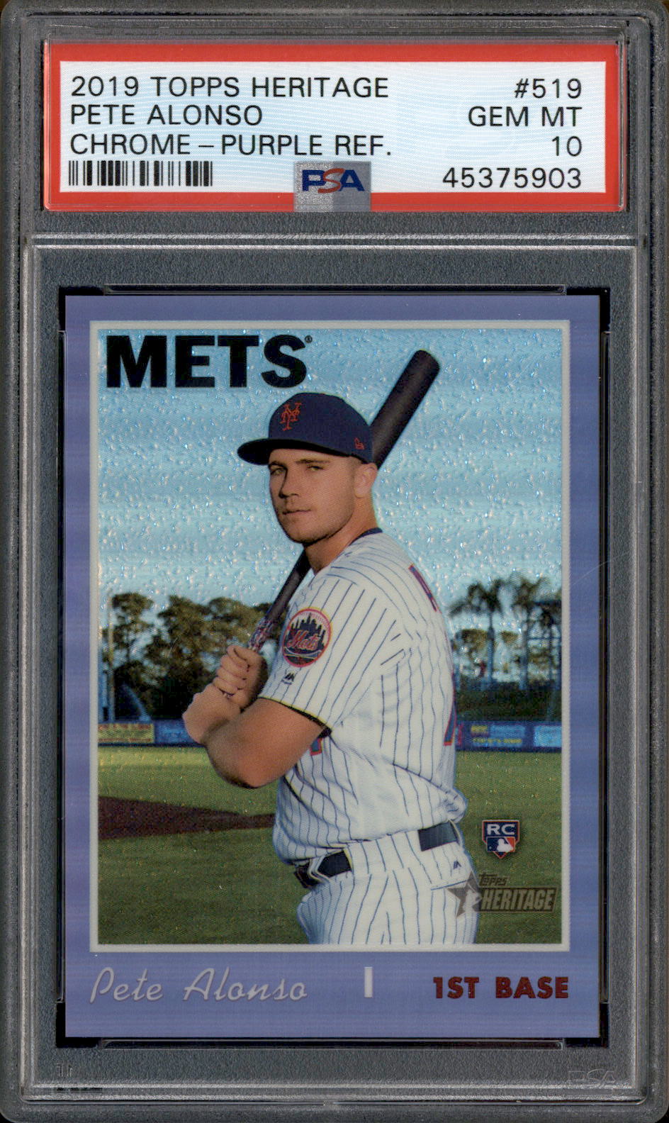 2019 Topps online Heritage Pete Alonso Rookie Chrome Purple Mets #519 PSA 10