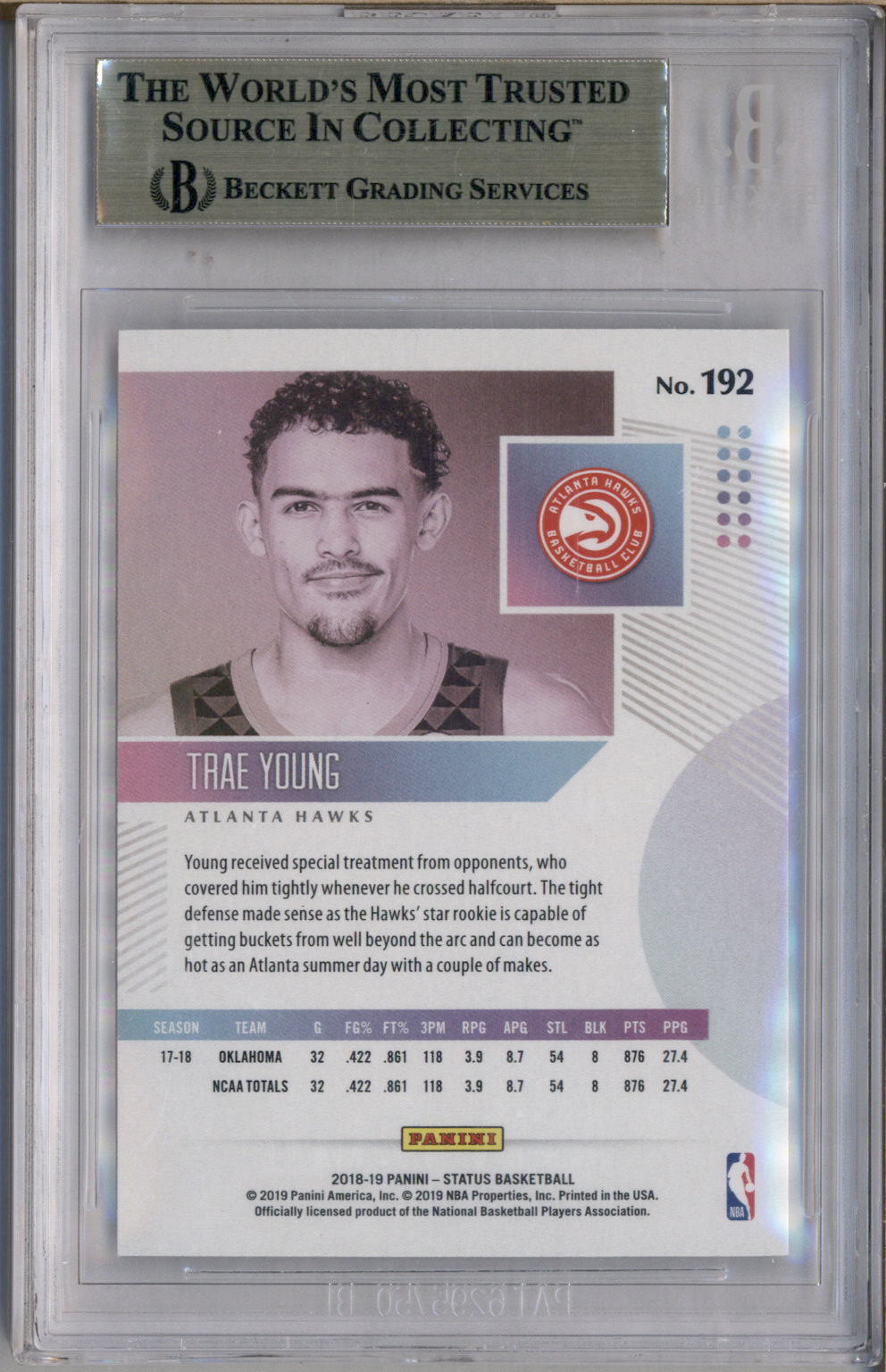 Trae Young Status top Rookie BGS 9.5