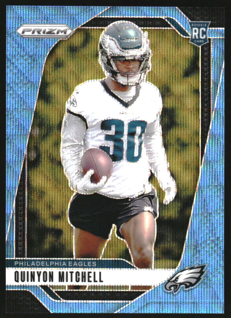 2024 Panini Prizm Prizms Blue Wave #381 Quinyon Mitchell RC