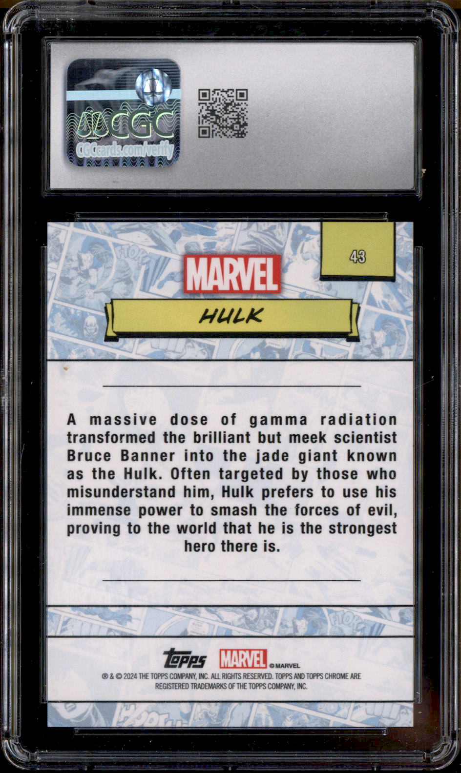 2024 Topps Chrome Marvel Spider Web Refractor #43 Hulk /399
