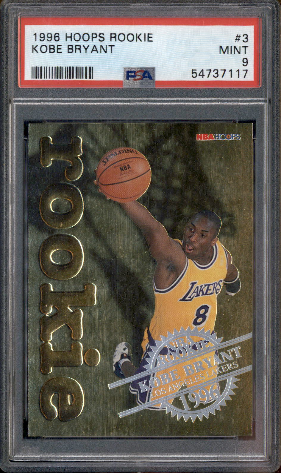 1996 Hoops Rookie #3 Kobe Bryant RC PSA 9 – Burbank Cards