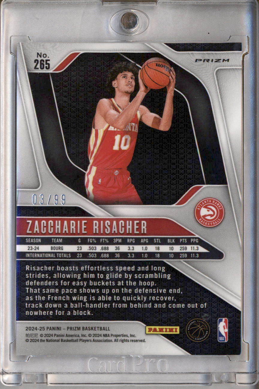 2024-25 Panini Prizm Prizms Purple #265 Zaccharie Risacher RC