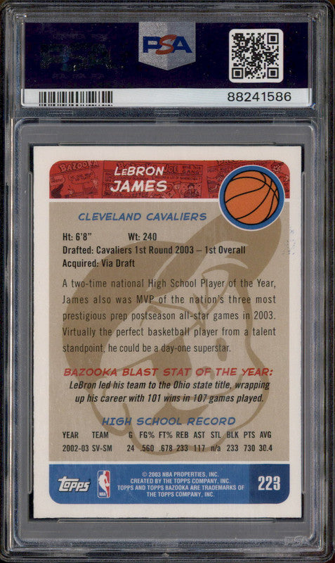 2003 Bazooka Road Red Jersey Gold #223 LeBron James RC PSA 6 