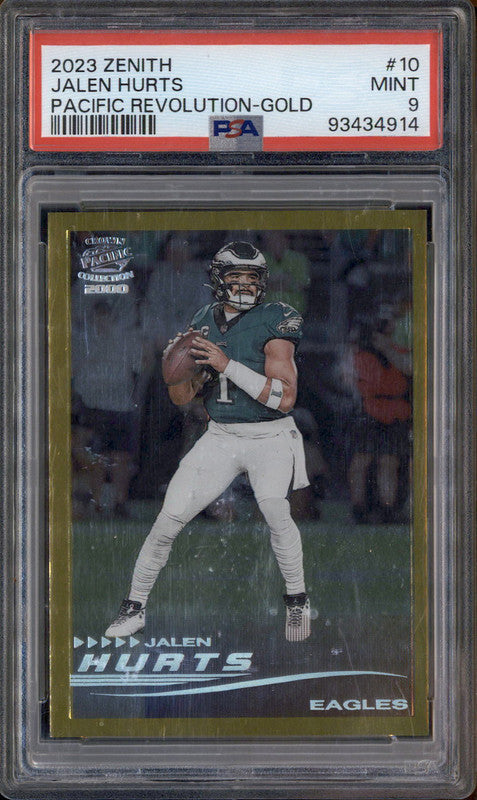 2023 Panini Zenith Pacific Revolution Gold #10 Jalen Hurts 2023 Panini Zenith Pacific Revolution Gold #10 Jalen Hurts