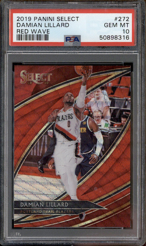 2019 Panini Select Red Wave #272 Damian Lillard PSA 10 2019 Panini Select Red Wave #272 Damian Lillard PSA 10