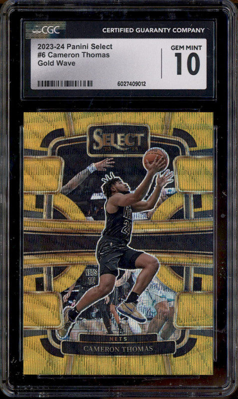 2023-24 Panini Select Gold Wave #6 Cameron Thomas /10 CGC 10 2023-24 Panini Select Gold Wave #6 Cameron Thomas /10 CGC 10