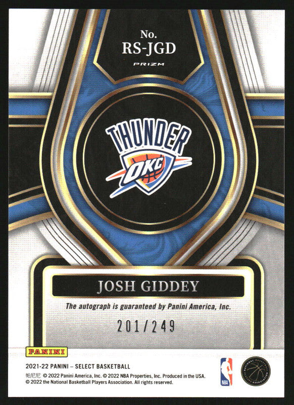 Josh Giddey 2021 National Treasures #114 Rookie Patch Auto