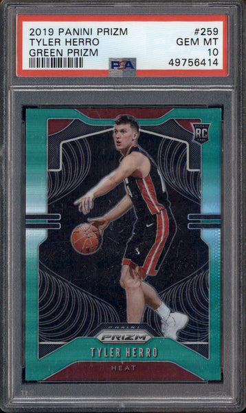2019 Panini Prizm Green Prizm #259 Tyler Herro RC Rookie PSA