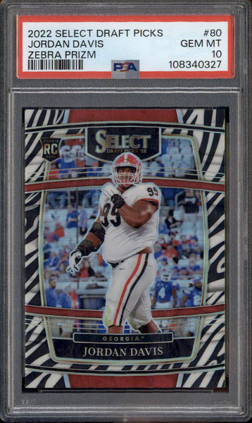 2022 Panini Select Draft Picks Zebra Prizm #80 Jordan Davis