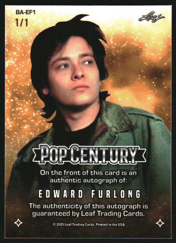 2025 Leaf Pop Century Black Autograph Edward Furlong Auto 1/1