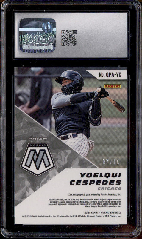 2021 Panini Mosaic Quick Pitch Auto Gold Yoelqui Cespedes