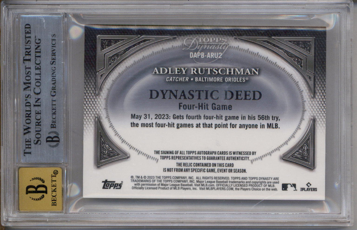 Topps Dynasty Adley Rutschman サイン09/10 2023 Topps Dynasty Auto Design Variation Silver Adley Rutschman RC ⁄5 BGS  8.5