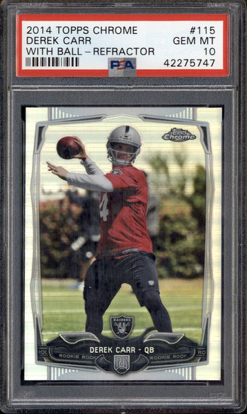 2014 Topps Chrome Refractor With Ball #115 Derek Carr RC