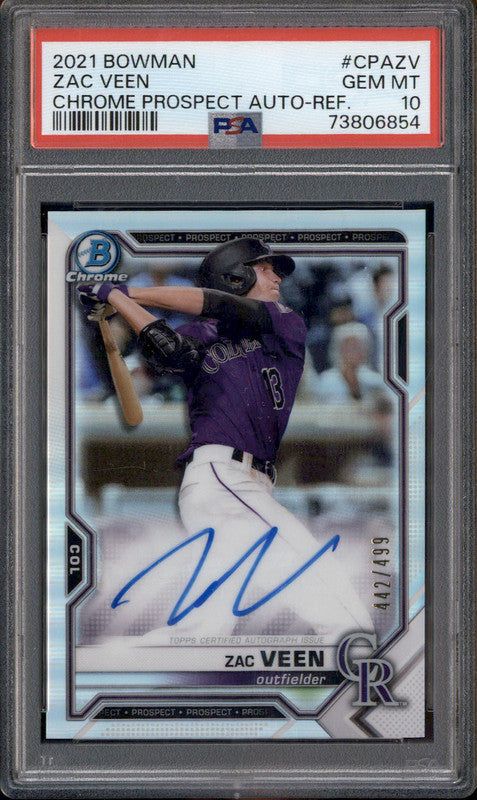 2021 Bowman Chrome Prospect Autograph Refractor #CPAZV Zac