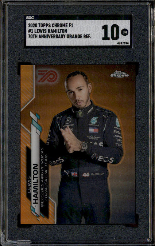 2020 Topps Chrome F1 70th Anniversary Orange #1 Lewis Hamilton RC Rook ...
