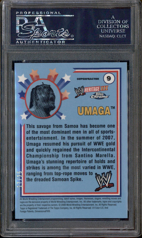 2008 Topps Chrome Wwe Heritage III Superfractor #9 Umaga /25 PSA 9