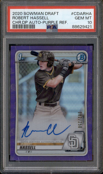 2020 Bowman Draft Chrome Auto Purple #CDARHA Robert Hassell