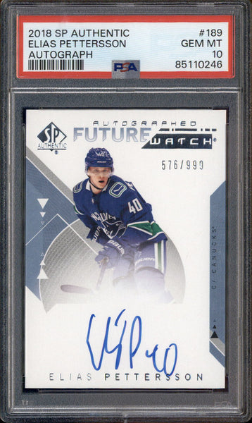 SP エセックス(サイン入り) BGS10 2018 SP Authentic Autograph #189 Elias Pettersson Auto /999