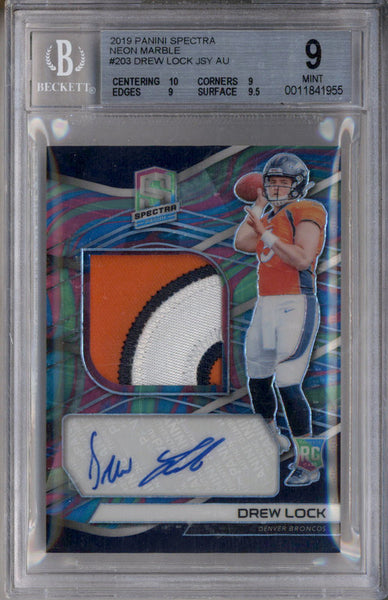 2019 Panini Spectra Neon Marble #203 Drew Lock RC Jersey