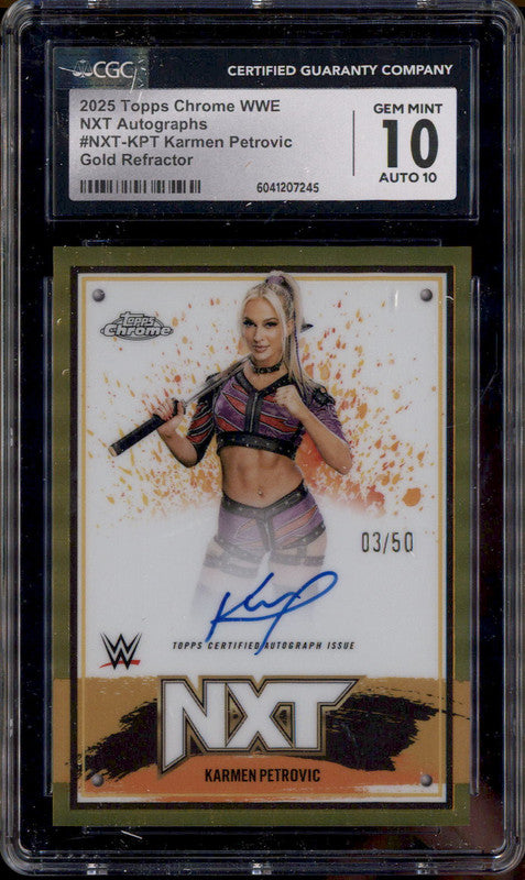 2025 Topps Chrome WWE NXT Autograph Gold Karmen Petrovic