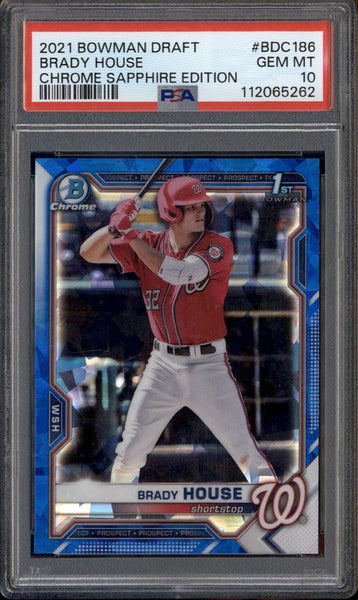 2021 Bowman Draft Chrome Sapphire #BDC186 Brady House RC PSA