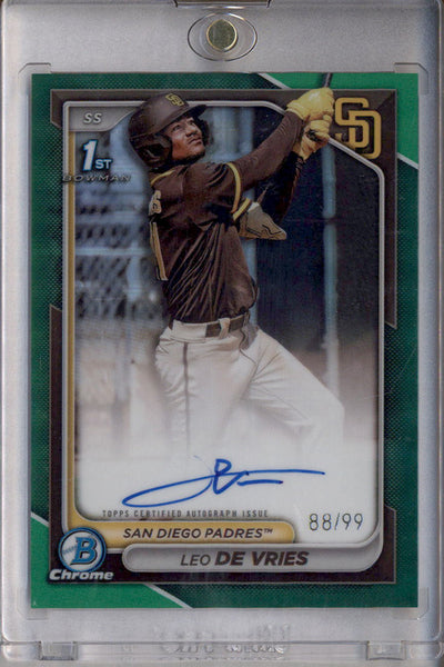 2024 Bowman Chrome Autographs Green Refractor #CPA-LD Leo De