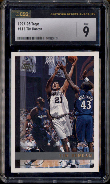 NBAカード ルーキーカード #115 Tim Duncan RC PSA8 Amazon.com: Basketball NBA 1997-98 Topps #115 Tim Duncan