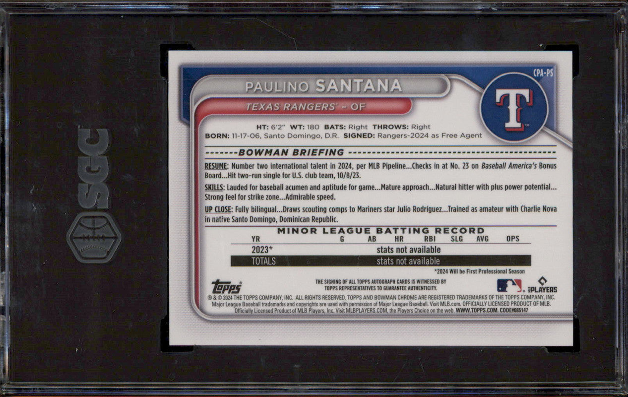 2024 Bowman Chrome Auto Green Lava Refractor Paulino Santana
