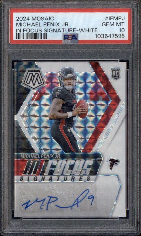2024 Panini Mosaic In Focus Signature White Michael Penix RC