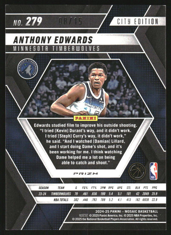 【PANINI /100】Anthony Edwards直筆サイン入りポスター PANINI /100】Anthony Edwards直筆サイン入りポスター