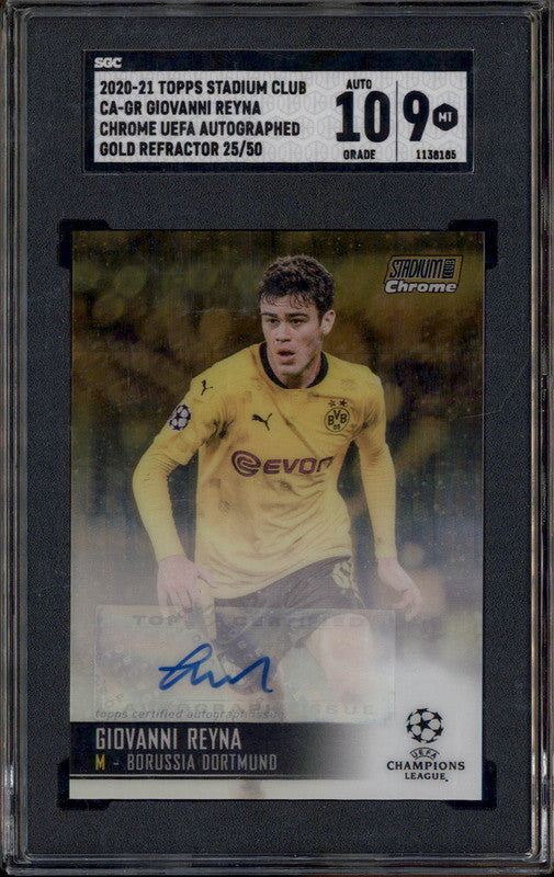 2020 Stadium Club Chrome Gold Refractor Auto Giovanni Reyna