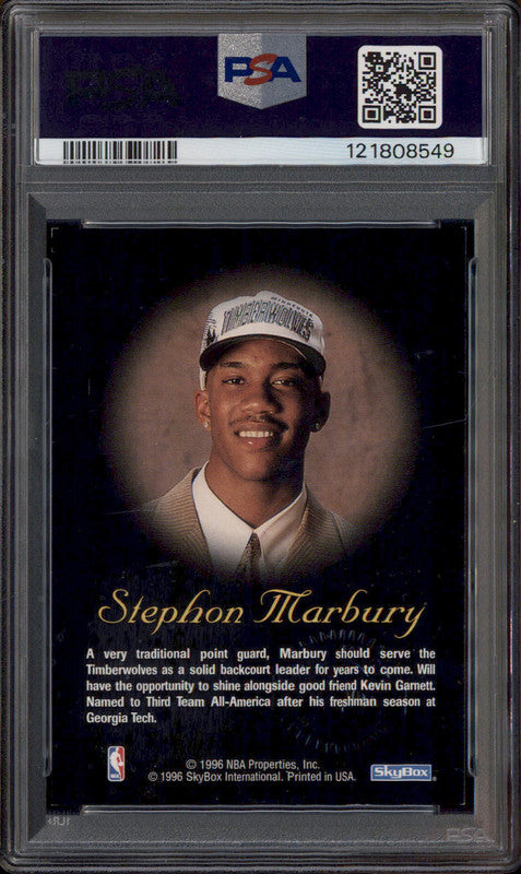 1996 Skybox Premium Autographics Stephon Marbury RC Auto PSA 7