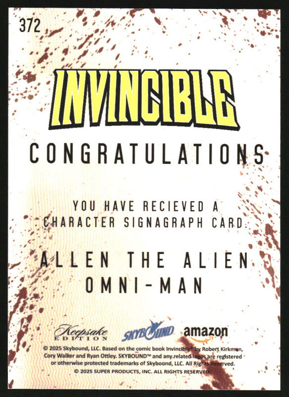 2025 Invincible Dual Laser Signagraph Silver Allen the Alien Omni