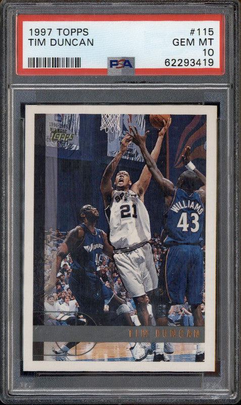 1997-98 Topps #115 Tim Duncan RC PSA 10 – Burbank Cards