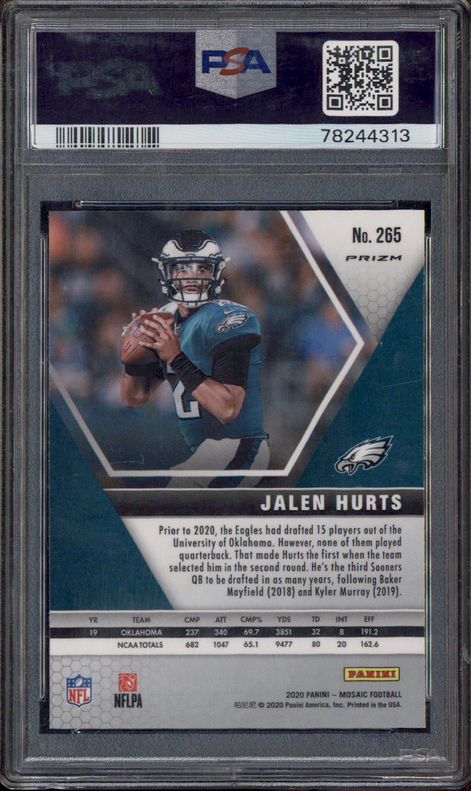 2020 Panini Mosaic No Huddle Prizm Silver #265 Jalen Hurts