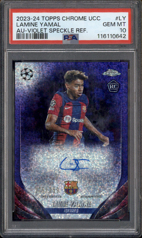 2023 Topps Chrome Rookie Auto Violet Speckle Lamine Yamal RC