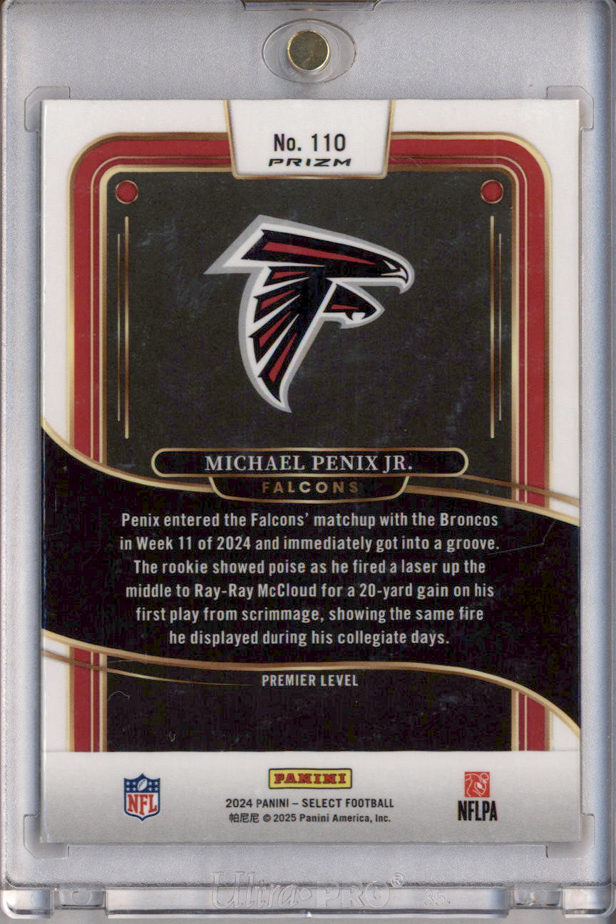 2024 Panini Select Premier Zebra Prizm #110 Michael Penix Jr