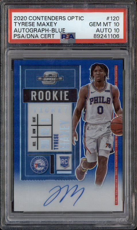 2020 Contenders Optic Rookie Autograph Blue Tyrese Maxey RC