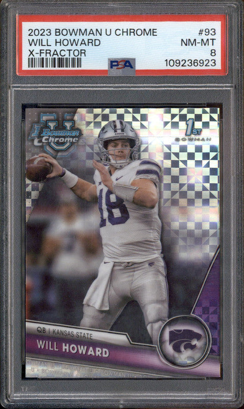 2023 Bowman University Chrome X Fractor #93 Will Howard PSA
