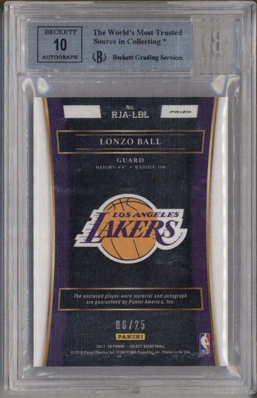 LONZO BALL 2017-18 SELECT TIE DYE  25枚限定 2017-18 Panini Select LONZO BALL RC JERSEY AUTO TIE DYE PSA