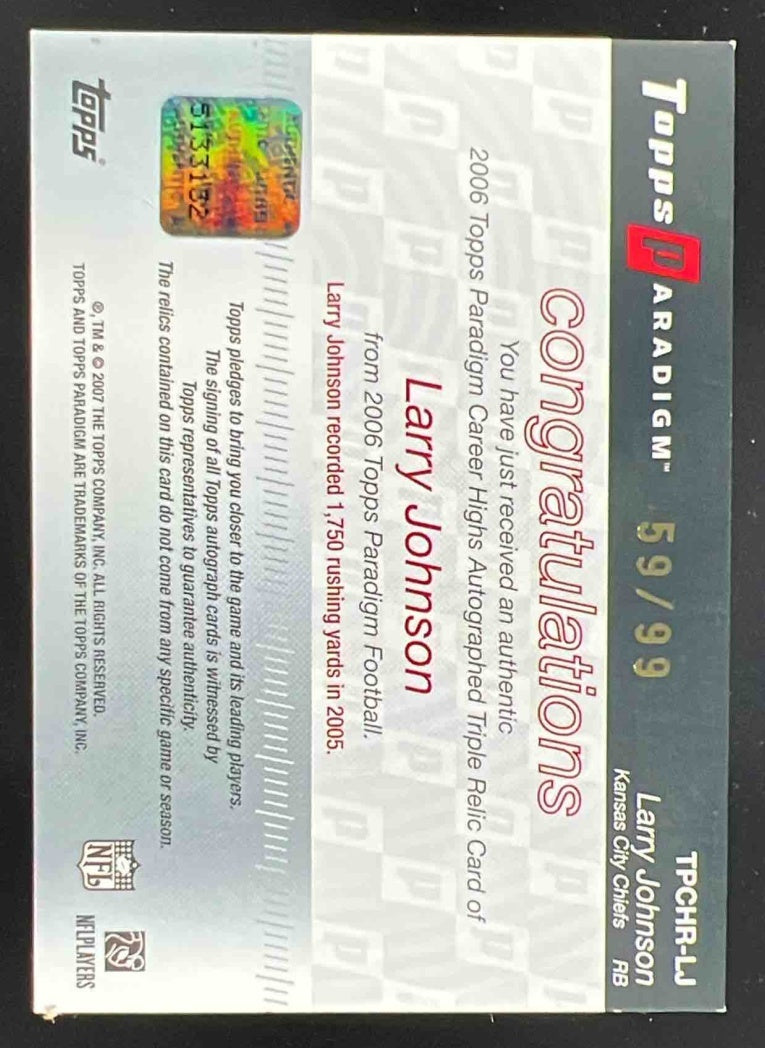 2006 Topps Paradigm Career Highs Triple Jersey Auto #RLJ Larry